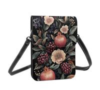 Boltpack Pomegranates And Flowers Print Crossbody Purse Cell Phone Bags For Women - Leather Cellphone Wallet Bag Coin Purse With Adjustable Shoulder Rope