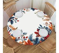 Boltpack Pumpkin Print Tablecloth With Elastic Edge, Round Table Cover Washable Reusable Table Cloths For Kitchen Dining Party