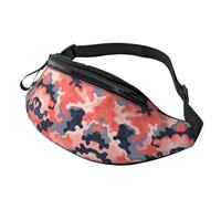 BoltPack Red Gray Camo Print Fanny Pack for Women Men, with Adjustable Strap, Lightweight Waterproof Waist Bag for Sport Walking Running