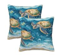 Boltpack Sea Turtles Print Throw Pillow Covers Home Decor 2-Pack For Sofa And Living Room 40x40cm