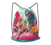 Boltpack Skeleton Print Drawstring Bags For Yoga Sport Gym, String Backpack Beach Bag Travel Backpack For Men Women Lightweight