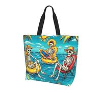Boltpack Skeleton Print Tote Bag For Women, Large Capacity Reusable Shopping Bag, Perfect For Shopping Travel Work Fitness Beach