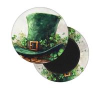 Boltpack St Patrick Funny Hat Print Round Stool Chair Covers, Soft Washable Round Bar Stool Cushion Slipcover
