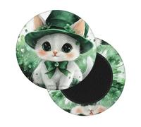 Boltpack St. Patrick'S Day Cat Print Round Stool Chair Covers, Soft Washable Round Bar Stool Cushion Slipcover