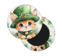 Boltpack St. Patrick'S Day Cat Print Round Stool Chair Covers, Soft Washable Round Bar Stool Cushion Slipcover