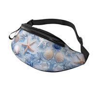 BoltPack Summer Blue Coral Starfish Print Fanny Pack for Women Men, with Adjustable Strap, Lightweight Waterproof Waist Bag for Sport Walking Running