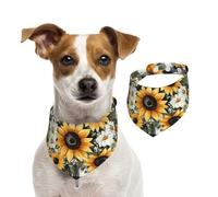 BoltPack Sunflower Floral Print Pet Triangle Scarf Bibs, Cute Dog Bandanas, Adjustable With Snaps, For Dogs Puppy Cats