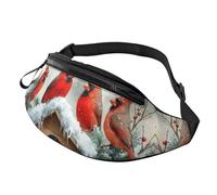 BoltPack Winter Cardinal Birds Print Fanny Pack for Women Men, with Adjustable Strap, Lightweight Waterproof Waist Bag for Sport Walking Running