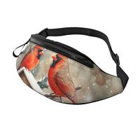 BoltPack Winter Cardinal Birds Print Fanny Pack for Women Men, with Adjustable Strap, Lightweight Waterproof Waist Bag for Sport Walking Running