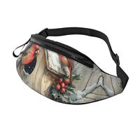 BoltPack Winter Cardinal Birds Print Fanny Pack for Women Men, with Adjustable Strap, Lightweight Waterproof Waist Bag for Sport Walking Running