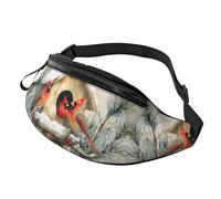 BoltPack Winter Cardinal Birds Print Fanny Pack for Women Men, with Adjustable Strap, Lightweight Waterproof Waist Bag for Sport Walking Running