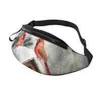BoltPack Winter Cardinal Birds Print Fanny Pack for Women Men, with Adjustable Strap, Lightweight Waterproof Waist Bag for Sport Walking Running