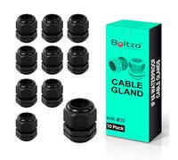 Boltza® Black Nylon Cable Gland - IP68 Waterproof Cable Connector for Electrical Enclosures, Junction Boxes, Outdoor Use - Conduit Gland - 10 Pack (M30)