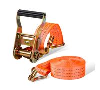 Boltza® Heavy Duty Ratchet Tie Down Strap - 25mm x 5m / 38mm x 6m / 50mm x 8m - Cargo Lashing Belt with Double J-Hooks (50mm-8m)