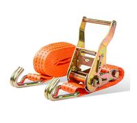 Boltza® Heavy Duty Ratchet Tie Down Strap - 25mm x 5m / 38mm x 6m / 50mm x 8m - Cargo Lashing Belt with Double J-Hooks (38mm-6m)