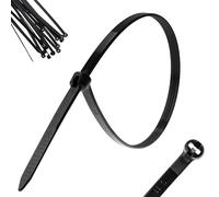 Boltza® Heavy Duty Stainless Steel Pawl Cable Ties 4.8mm x 300mm x100 Black | Metal Tooth Nylon Zip Ties for Automotive Marine Electrical Solar Cable Management