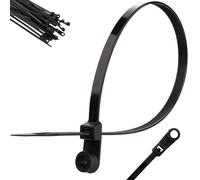 Boltza Mountable Head Screw Mount Cable Ties, Screw Mount Design, UV-Resistant Nylon, Pack of 100 (7.6mmx380mm)
