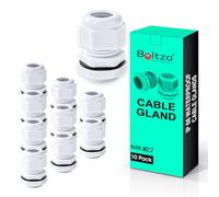 Boltza® White Nylon Cable Gland - IP68 Waterproof Cable Connector for Electrical Enclosures, Junction Boxes, Outdoor Use - Conduit Gland - 10 Pack (M22)