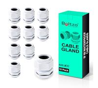 Boltza® White Nylon Cable Gland - IP68 Waterproof Cable Connector for Electrical Enclosures, Junction Boxes, Outdoor Use - Conduit Gland - 10 Pack (M30)