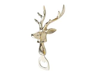 Boltze 1012442 Bottle Opener Stag Head Silver Shiny Beer Opener Metal/Aluminium Gift Idea