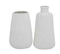 Boltze Esko 5549600 Vases Set of 2 Matte White with Ceramic Flower Vases Diameter Approx. 8.5 cm Indoor Decoration without Flowers Scandinavian Style