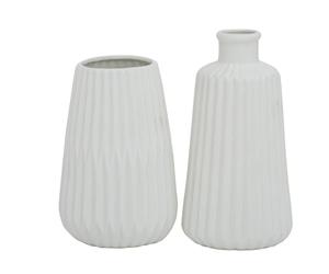 Boltze Esko 5549600 Vases Set of 2 Matte White with Ceramic Flower Vases Diameter Approx. 8.5 cm Indoor Decoration without Flowers Scandinavian Style