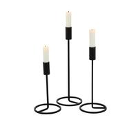 Boltze Fio 1018034 Candlestick Set of 3 Black Modern Design for Taper Candles, Candle Holders, Candle Holders