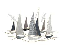Boltze Hanse 1021138 Decorative Wall Picture with Fish and Boats Maritime Design Wall Decoration Grey/White
