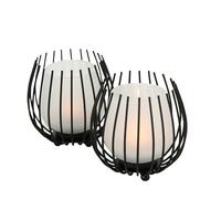 Boltze Laval 1018022 Lantern Set of 2 Black Glass Iron 12 cm Height Modern Design Garden Decoration Table Decoration Tea Light Glass
