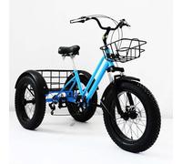BoluDukNN 20-Inch 7-Speed Fat Tire Pedal Tricycle, Tricycle Bicycle for Adults/Seniors,With Basket & 200kg Load Bearing,Shopping/Sports/Leisure Blue
