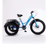 BoluDukNN 24" Mountain Tricycle for Adults, 7 Speed Three Wheel Bicycles, Adult Fat Tire Tricycles,Carbon Steel Frame,Large Basket/Adjustable Seat Blue