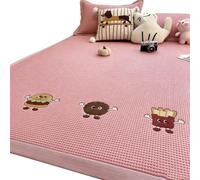 BoluDukNN Summer Cooling Bed Mat Soft Ice Silk Breathable Mattress Pad with Pillowcases Machine Washable Anti-Slip Fitted Sheet for Home Dormitory Double Bed D-1.8x2.2m