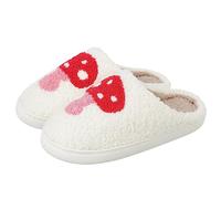 bolukets Fluffy Slippers for Women and Men Warm Plush Cartoon Fuzzy Cushion Slides House Slippers for Indoor and Outdoor Mushroom 38-39
