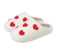 bolukets Fluffy Slippers for Women and Men Warm Plush Cartoon Fuzzy Cushion Slides House Slippers for Indoor and Outdoor Love Heart 36-37