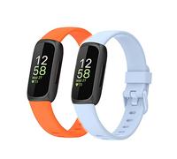 BoLuo 2 Pcs Watch Strap for Fitbit Inspire 3 Band, Sport Silicone Watch Band Wrist Strap,Replacement Bracelet Wristband Wrist Strap Loop for Fitbit Inspire 3 Watch Accessories (large, orange blue)