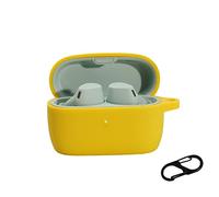 BoLuo Case for Jabra Elite 4 Active with Carabiner, Silicone Anti-fall Earphone Cover Skins Pounch,Protective Cover Shockproof Shell for Jabra Elite 4 Active TWS Wireless Bluetooth Earphone (yellow)