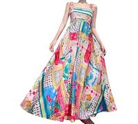 BOLUOBAO Maxi Dresses for Women UK Strappy Floral Boho Dresses for Women UK Square Neck Spaghetti Summer Dresses for Women UK Hot Pink