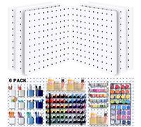BOLUTDIF 6Pcs White Plastic ABS Pegboard Organizer - Wall Mount Display Panels - Small - 10 lb Capacity - Gaming Room, Kid’s Room, Home Office, Kitchen