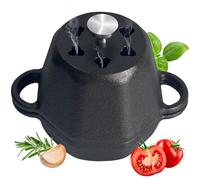 BOLVOUD Mini Dutch Oven Pot & Cast Iron Smoker Garlic Roaster, Pre-Seasoned Cast-Iron Garlic Roaster with Lid, Garlic Confit Pot, Garlic Baker Garlic Cooker for Oven Grill Stove, Small Smoker Box