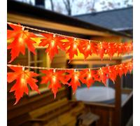 BOLWEO 3M Maple Leaf Fairy Lights, 20LED Halloween Fairy Lights Battery Operated Maple Leaf Garland with Timer, Autumn Leaves String Lights for Thanksgiving,Halloween,ChristmasParty,Table Decoration