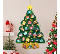 BOLWEO Christmas Advent Calendars with Pockets, Fabric Christmas Tree Hanging Advent Calendar Reusable, Countdown Calendar Storage Bag With Pockets for Home Xmas Countdown Decoration