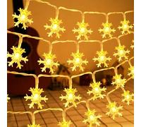 BOLWEO LED Snowflake Fairy Lights, 3M 20Led Battery Powered String Lights IP65 Waterproof Christmas Lights with Timer for Outdoor Indoor Christmas Lights for Room Party Garden DIY Decoration
