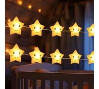 BOLWEO Star Fairy Lights, 2M 20LED Battery Powered String Lights with Timer, Star Night Lights for Indoor Decoration Christmas Wedding Birthday Party Bedroom Warm White