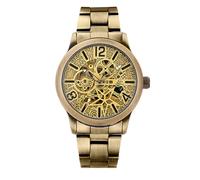 BOLYTE Bronze Men's Watch Automatic Self-Winding & Manual Winding Mechanical, Vintage Engraved Skeleton Dial, Iridescent Crystal