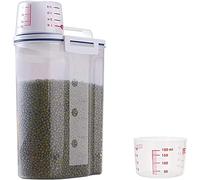 BOLYUM 2L Pet Food Storage Container, with Lid and Measuring Cup, Airtight Portable Small Storage Container for Dry Food, Plastic Dogs Cats Food Storage Container, for Home, Travel