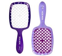 BOM BOM 2 Unit Kit, Wet And Dry Vented Detangling Hair Brush For All Hair Types, Light Weight Hairbrush, Scalp Massage Brush (Purple)