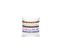BOMAIL - 5 Pack Healing Crystal Bracelets for Women 8mm Natural Stone Beads Handmade Semi Precious, Elastic, Stone, Not a gemstone