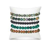 BOMAIL - 5 Pack Healing Crystal Bracelets for Women 8mm Natural Stone Beads Handmade Semi Precious, Elastic, Stone, No Gemstone