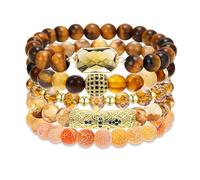 BOMAIL - 5 Pcs Semi Precious Gemstone Bracelets Set - Healing Crystal Beaded Bracelets Set for Women Men Stretch Bracelet with Natural Stone Amethyst Beads and, Ajustable, Stone, Not a gemstone
