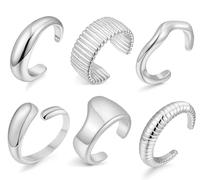 BOMAIL 6Pcs Chunky Gold Cuff Bracelet for Women Vintage Acrylic Open Wide Statement Bangle Bracelets Twisted Hammered Cuff Bracelets for Women, open, Acrylic, no gemstone